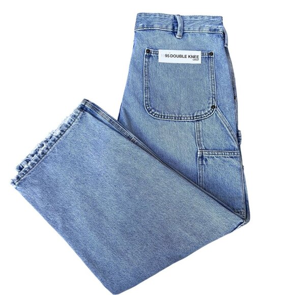 Zara NWT Size USA 34 EUR 44 Double Knee Wide Leg Utility Denim Carpenter Jeans - Picture 8 of 15